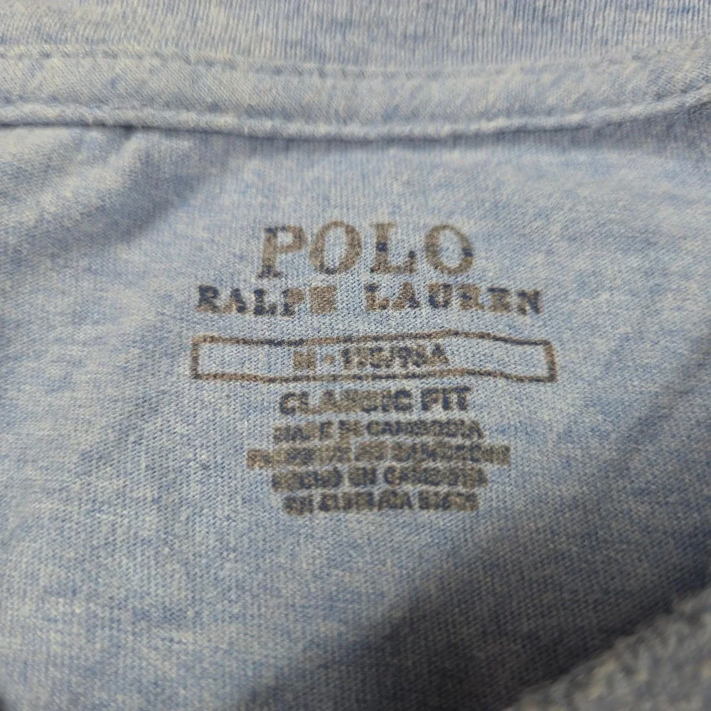 Polo Ralph Lauren Mens V-Neck T-Shirt Blue Heather Classic Fit Short Sleeve M